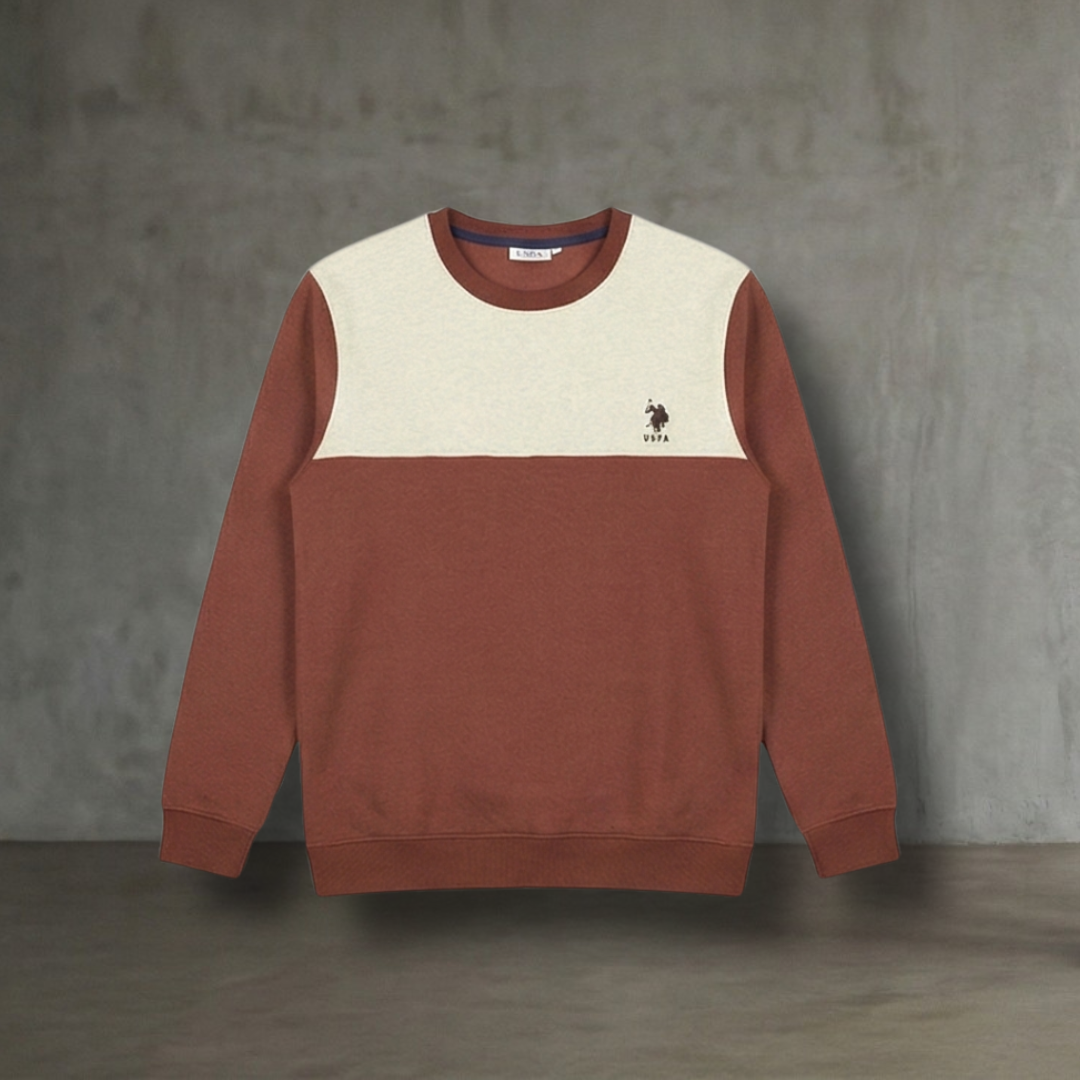 U.S. Polo Assn White-Maroon Sweatshirt for Men – Premium Cotton Winter Essential
