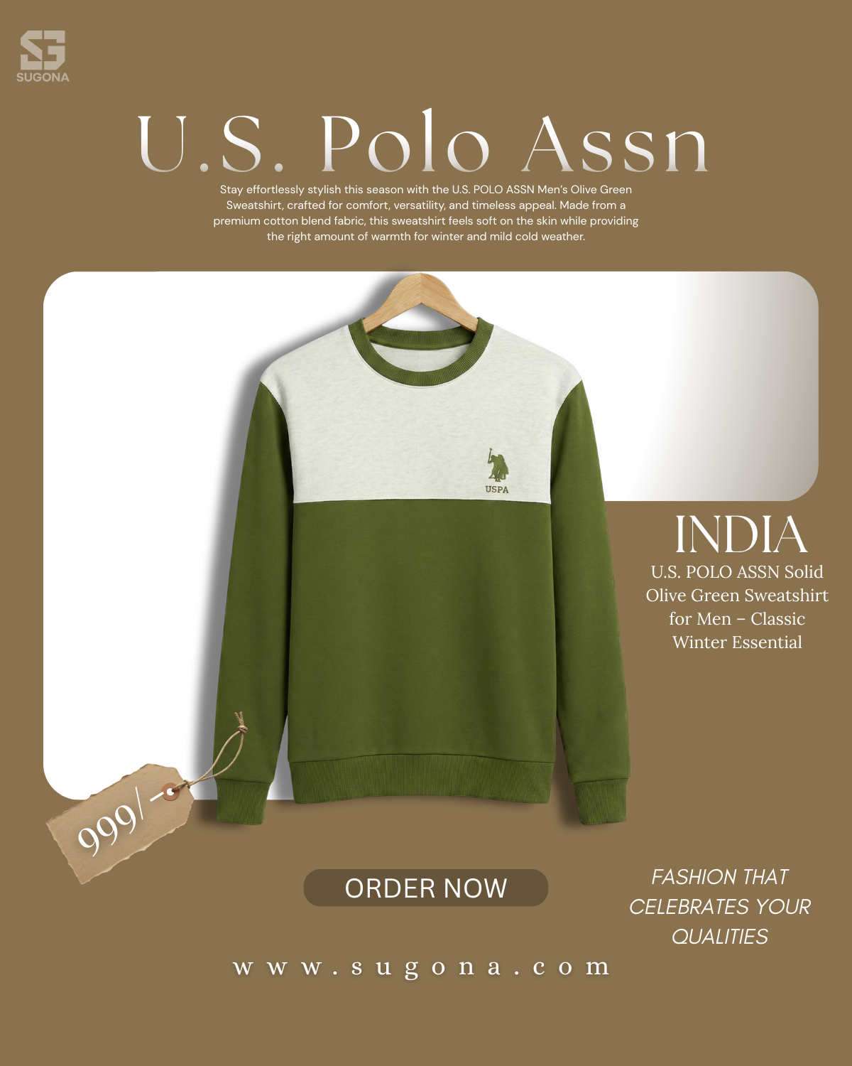 U.S. Polo Assn White Sweatshirt for Men – Premium Cotton Winter Essential