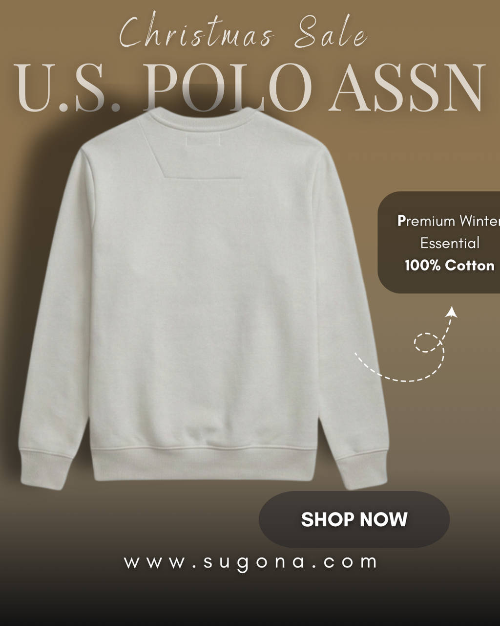 U.S. Polo Assn White Sweatshirt for Men – Premium Cotton Winter Essential